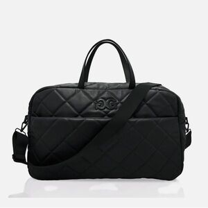 Sleek Black Quilted Duffel Bag with Versatile Strap